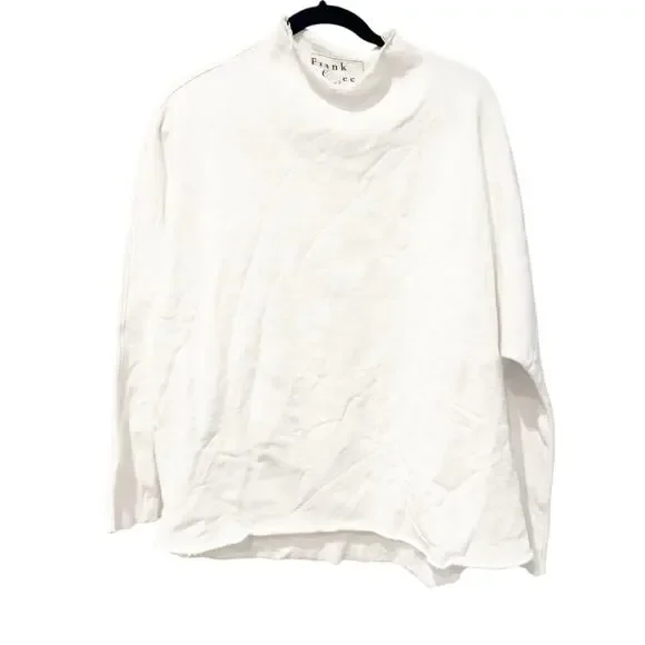 Frank & Eileen Women's Long-Sleeve Funnel Neck Capelet Sweater White Size S NWOT
